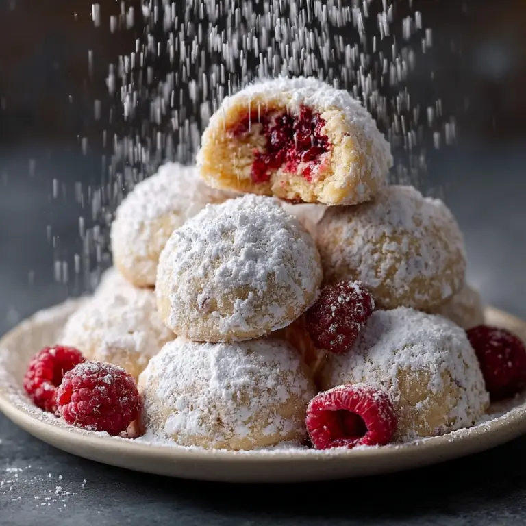 Raspberry Filled Almond Snowball Cookies Recipe
