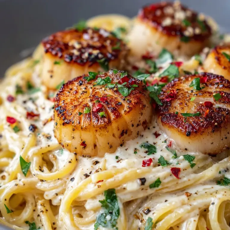 Creamy Tuscan Spaghetti with Jumbo Scallops Recipe