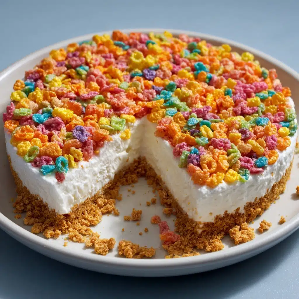 No-Bake Fruity Pebbles Cheesecake Recipe - Recipe Image