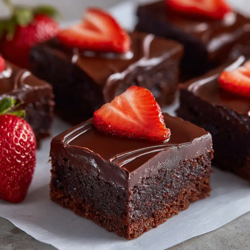 Strawberry-Topped Fudgy Chocolate Brownies Recipe - Recipe Image