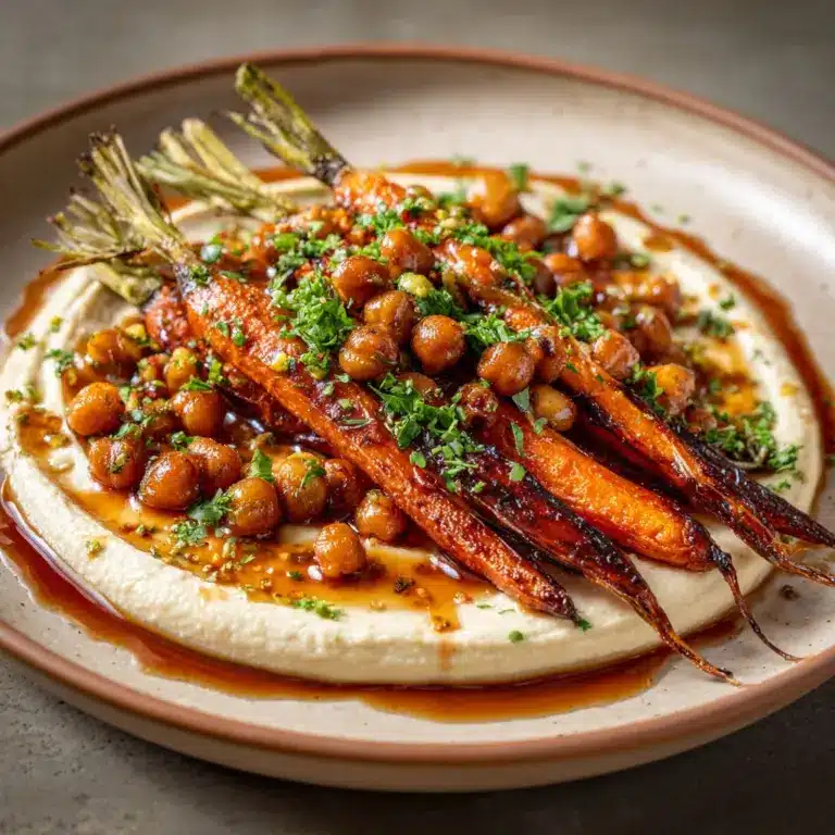 Spicy Maple Roast Carrots with Crispy Chickpeas and Yogurt Sauce Recipe