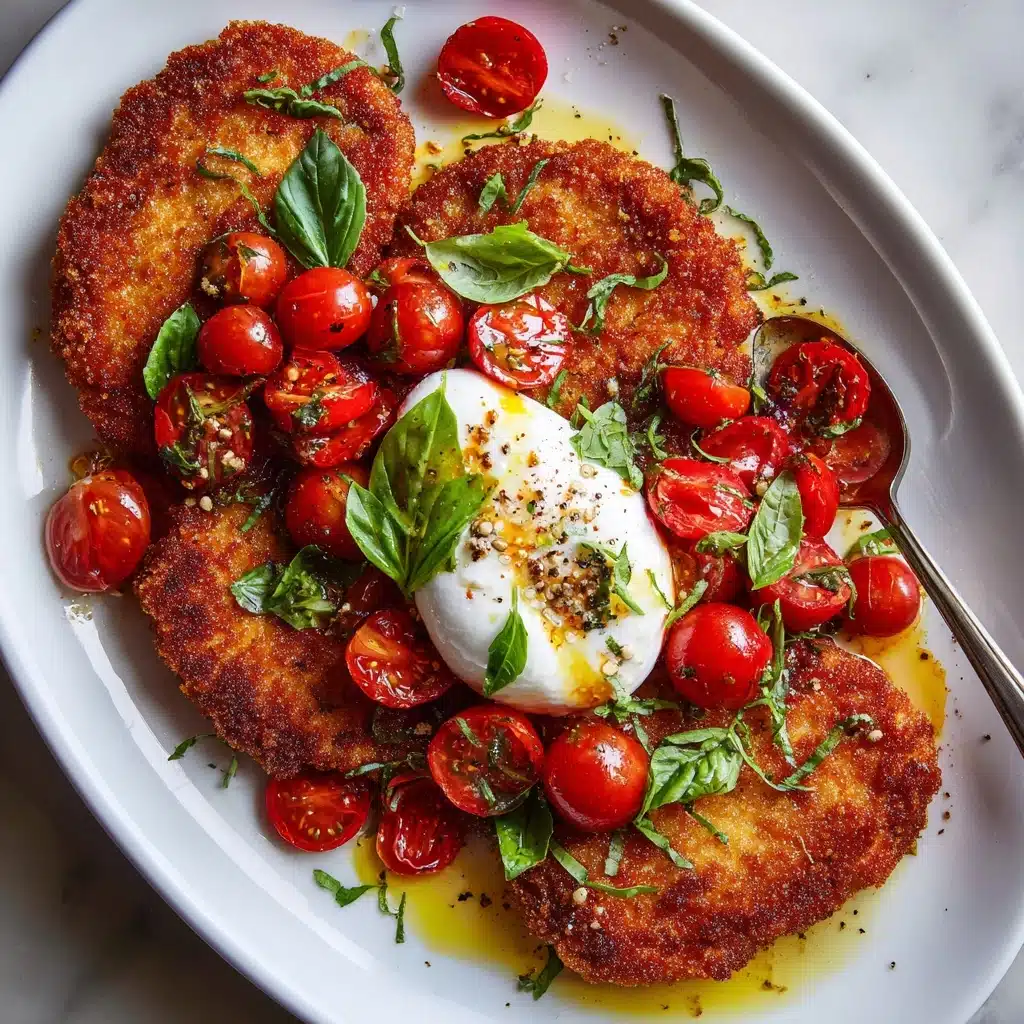 Basil Chicken Saltimbocca with Marinated Tomatoes and Burrata Recipe - Recipe Image