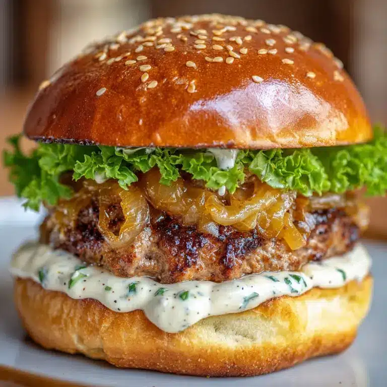 Turkey Burgers with Caramelized Onions and Aioli Recipe