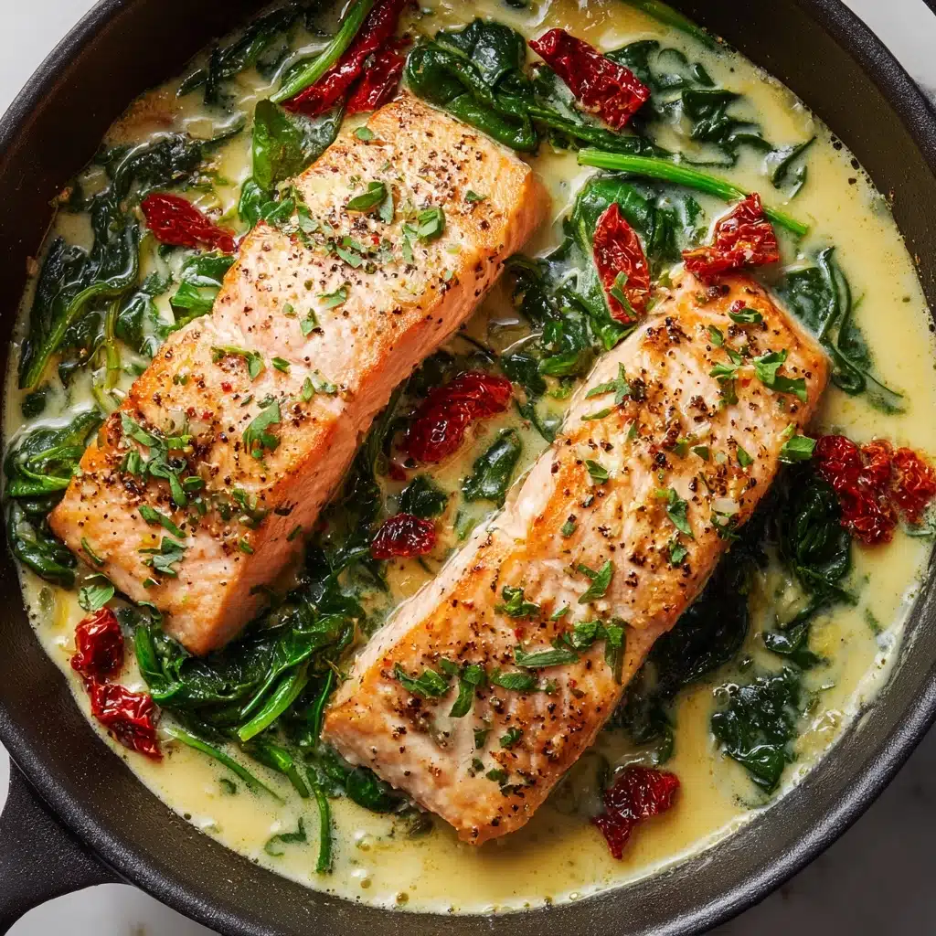 Creamy Garlic Butter Tuscan Salmon Recipe - Recipe Image