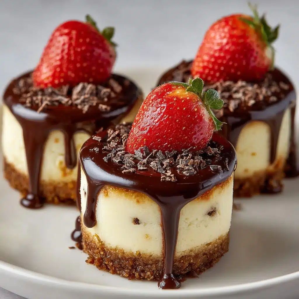 Chocolate Dipped Strawberry Mini Cheesecake Recipe - Recipe Image