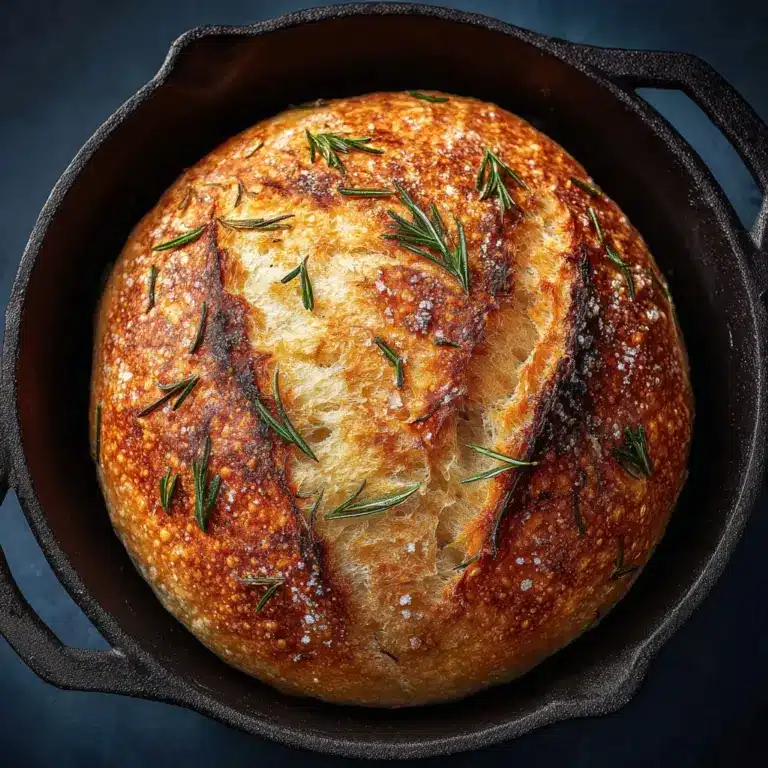 Rustic No-Knead Rosemary Garlic Bread Recipe