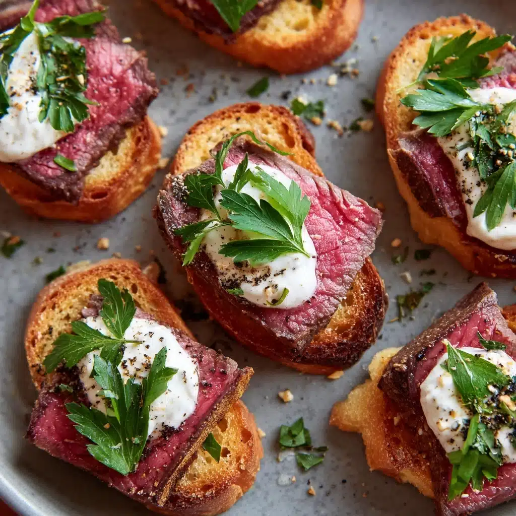 Steak Crostini with Horseradish Cream Recipe - Recipe Image