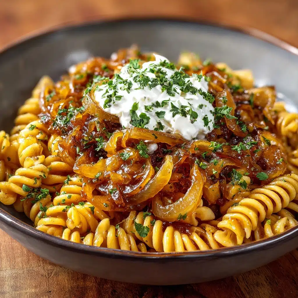 One Pot French Onion Pasta Recipe - Recipe Image