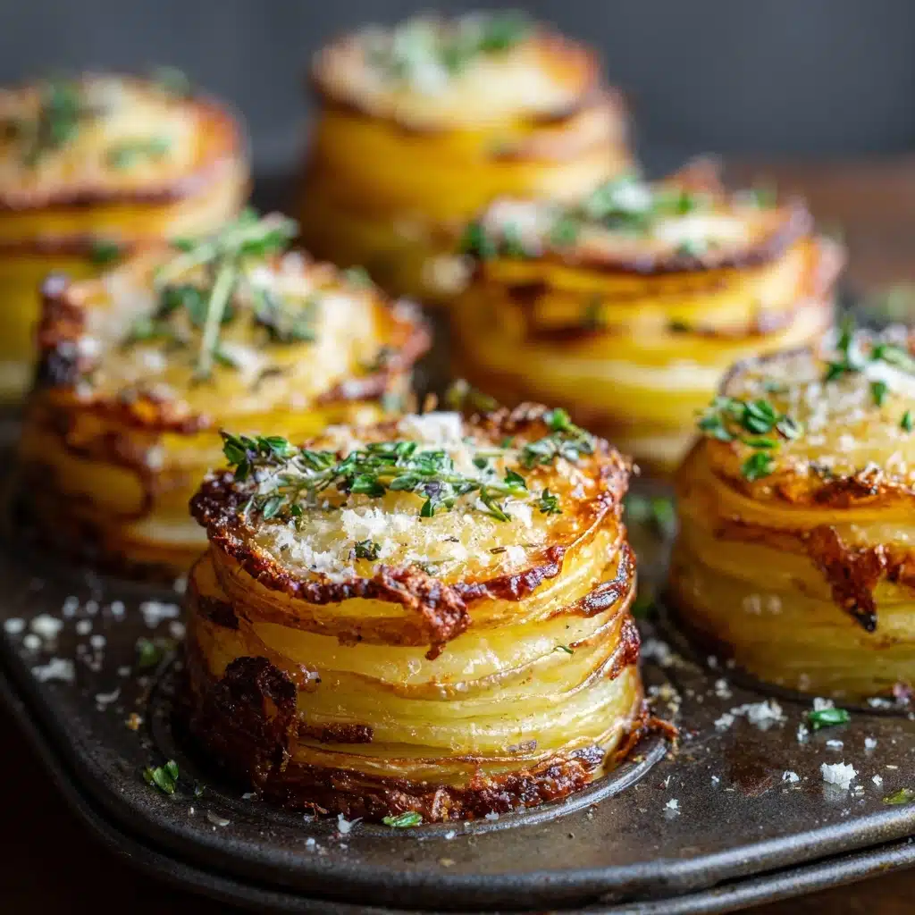 Parmesan Potato Stacks in Muffin Tin Recipe - Recipe Image