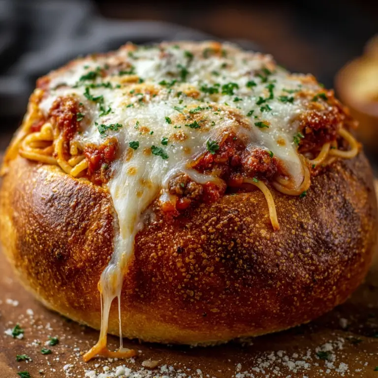 Spaghetti Garlic Bread Bowls Recipe