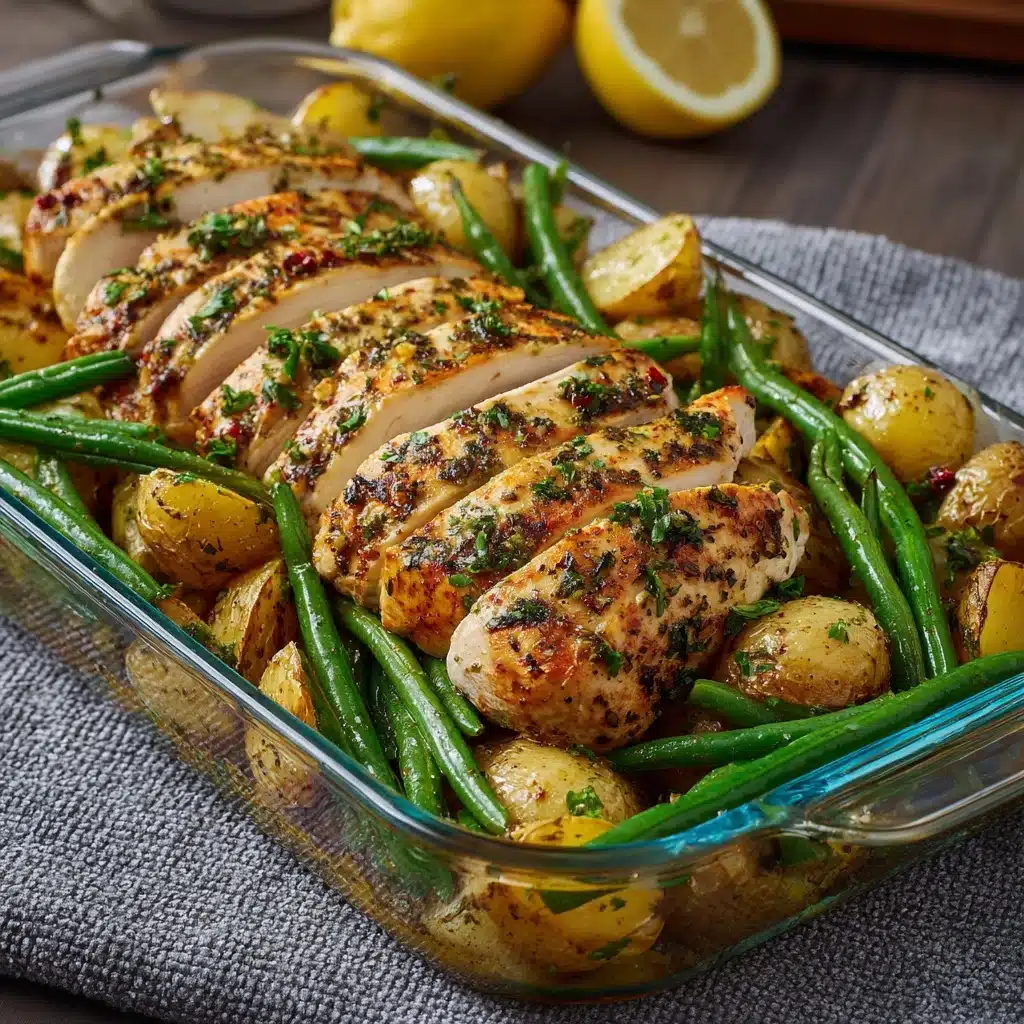 One-Pan Garlic Herb Chicken with Potatoes & Green Beans Recipe - Recipe Image