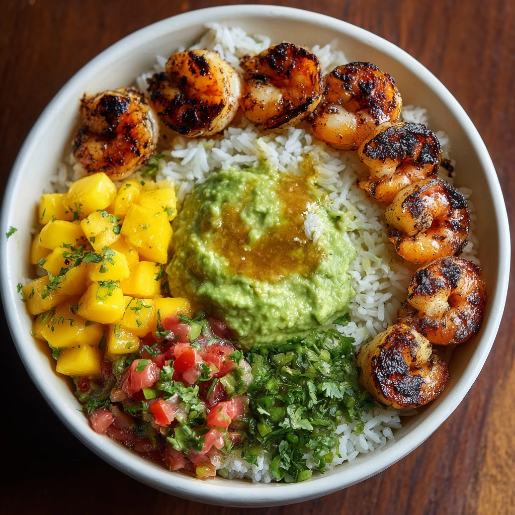 Shrimp and Avocado Bowls with Mango Salsa & Lime-Chili Sauce Recipe
