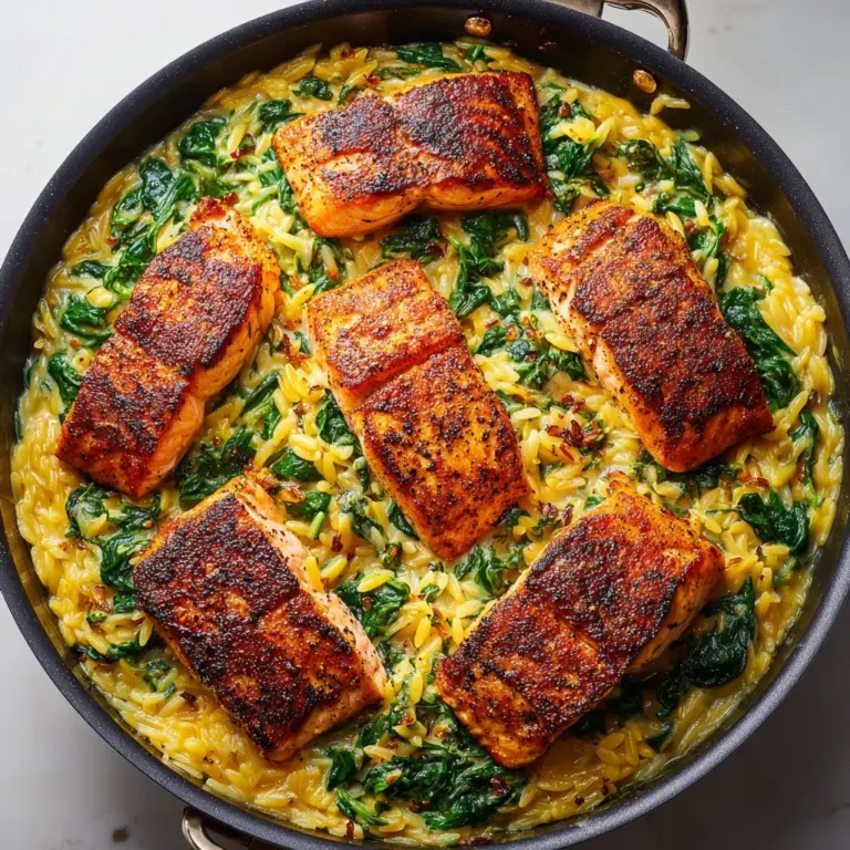 One Skillet Salmon with Lemon Orzo Recipe