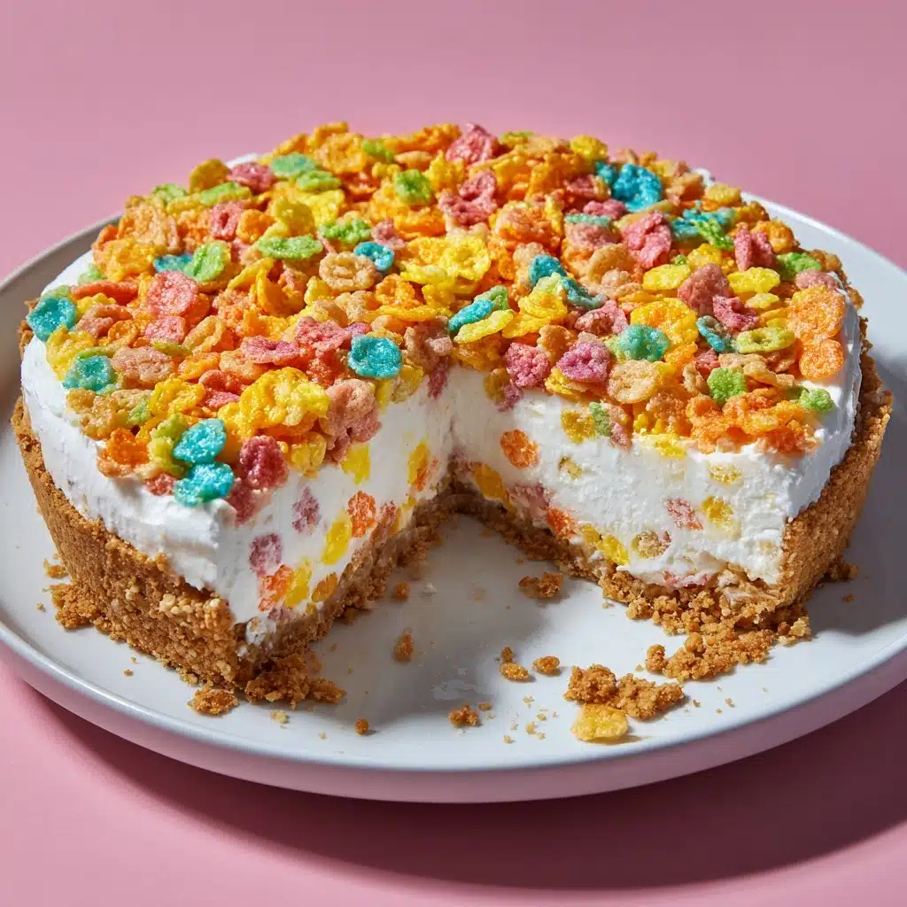 No-Bake Fruity Pebbles Cheesecake Recipe - Recipe Image