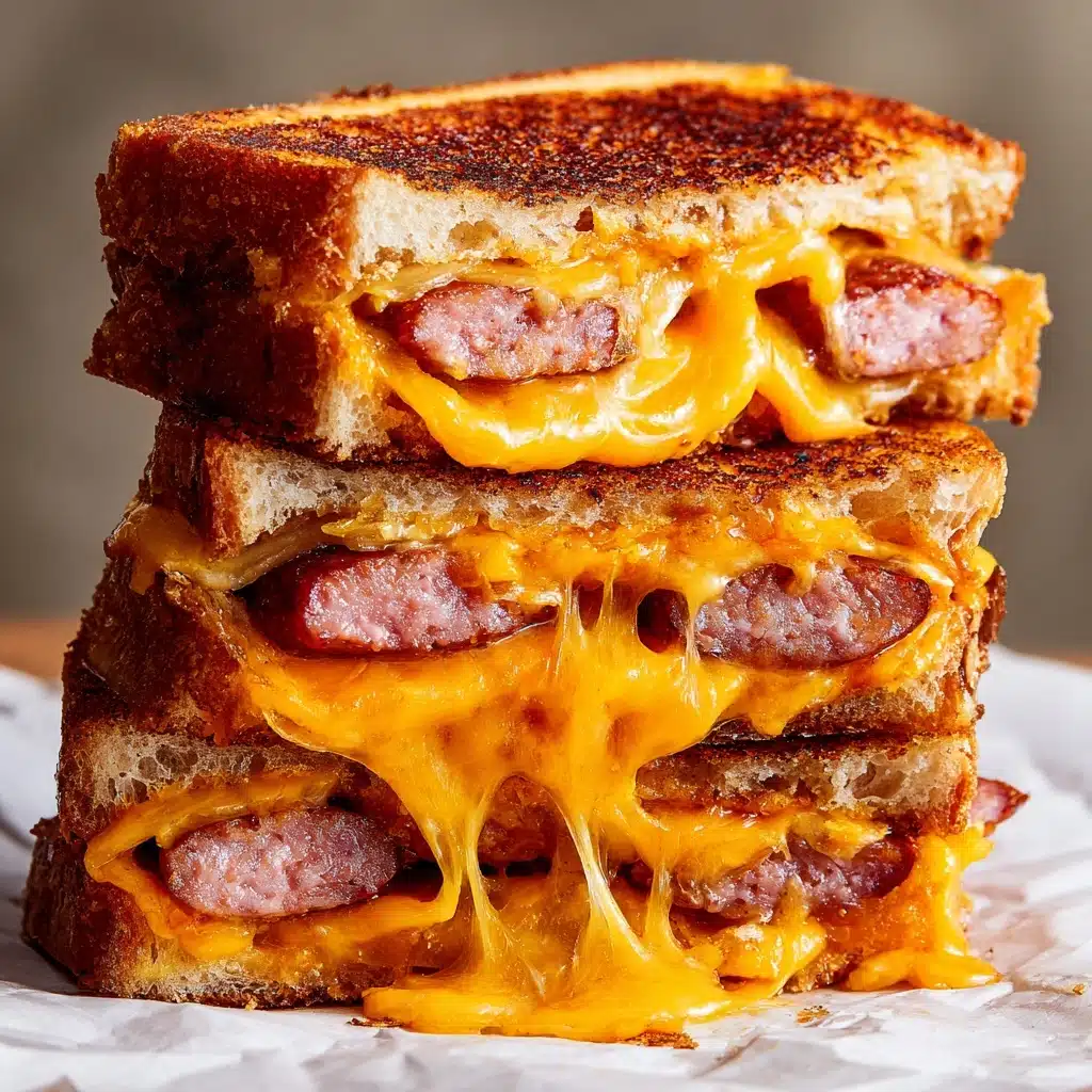 Smoked Sausage Triple Grilled Cheese Recipe - Recipe Image
