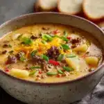 Slow Cooker Cheesy Burger-Flavored Soup Recipe