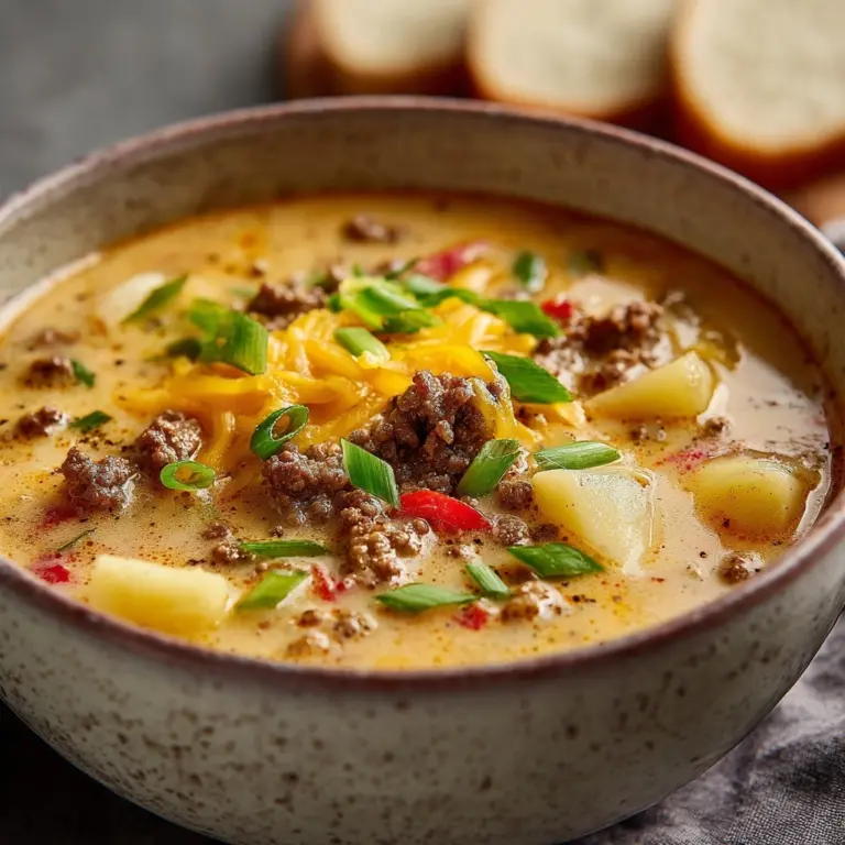 Slow Cooker Cheesy Burger-Flavored Soup Recipe