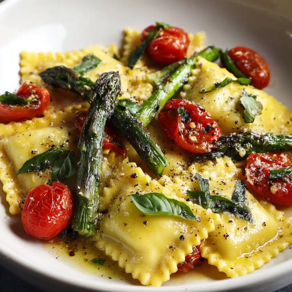 Ravioli with Tomatoes, Asparagus, Garlic, and Herbs Recipe - Recipe Image