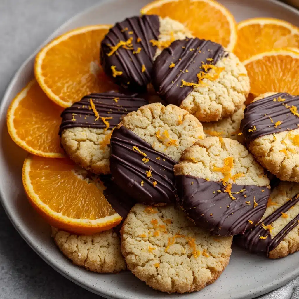 Chocolate Dipped Orange Shortbread Cookies Recipe - Recipe Image