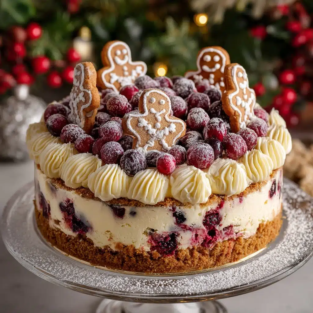 Christmas Cheesecake (Cranberry Jam White Chocolate Mousse Cheesecake) Recipe - Recipe Image