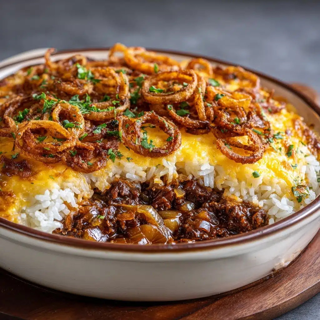 French Onion Ground Beef and Rice Casserole Recipe - Recipe Image