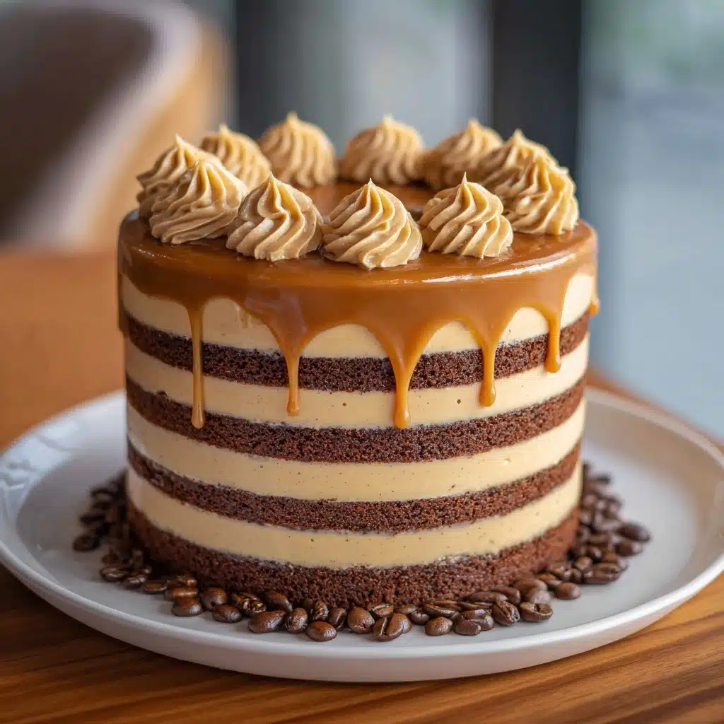 Decadent Caramel Latte Cake with Coffee Buttercream Recipe - Recipe Image