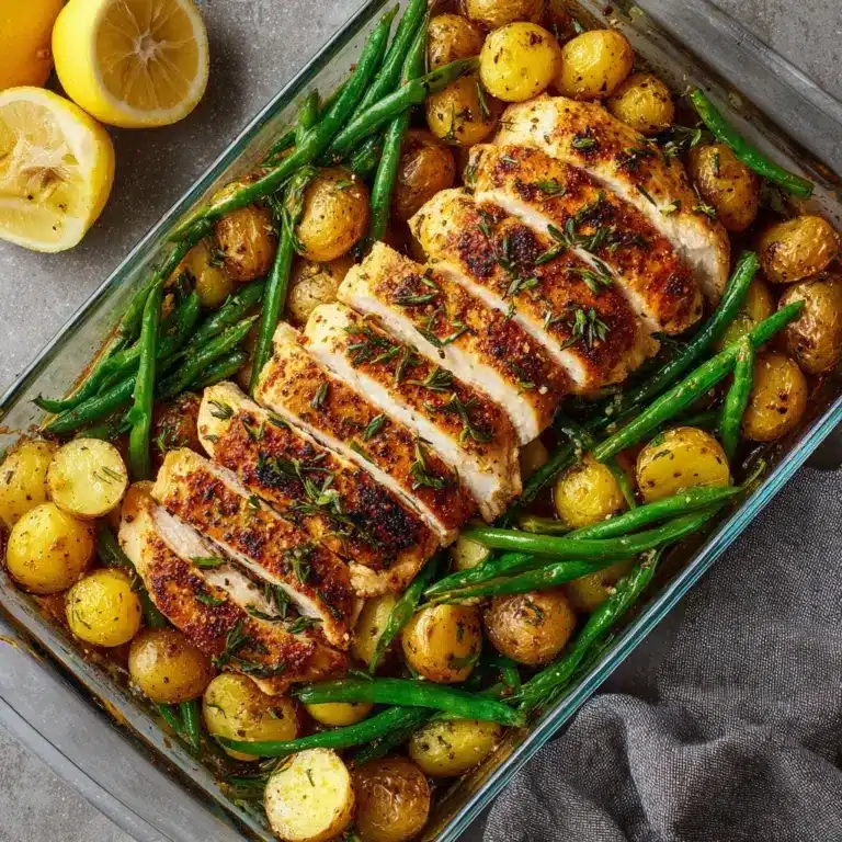 One-Pan Garlic Herb Chicken with Potatoes & Green Beans Recipe