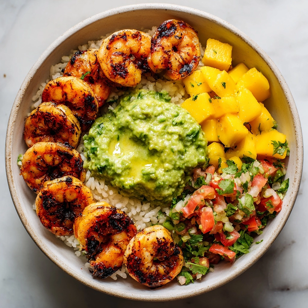 Shrimp and Avocado Bowls with Mango Salsa & Lime-Chili Sauce Recipe - Recipe Image
