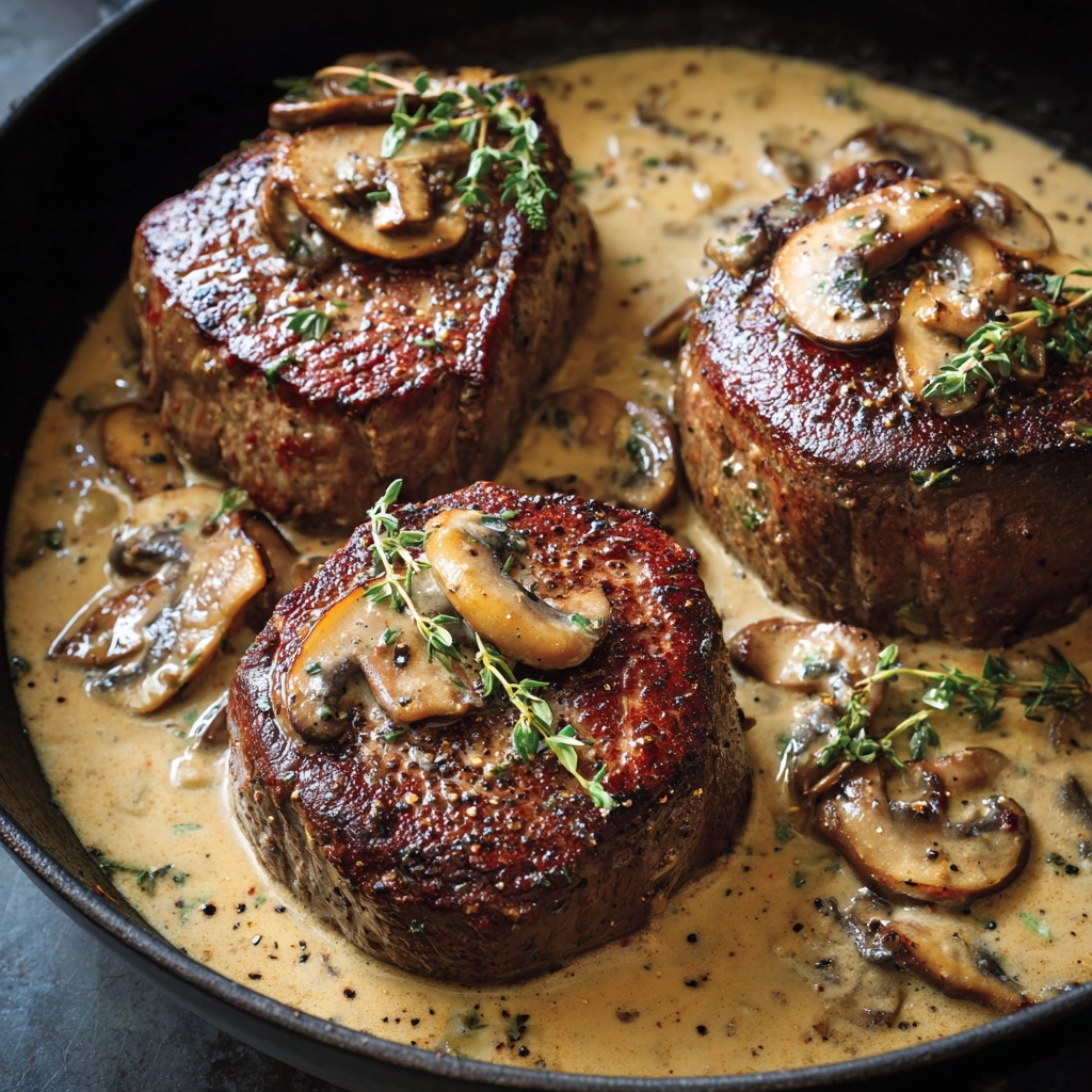 Pan Seared Garlic Butter Steak & Mushroom Cream Sauce Recipe