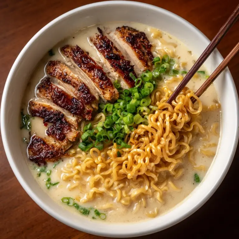 Chicken Ramen with Creamy Garlic Sauce Recipe