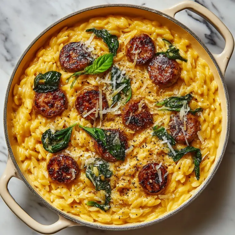 One Pan Chicken Sausage and Orzo Recipe