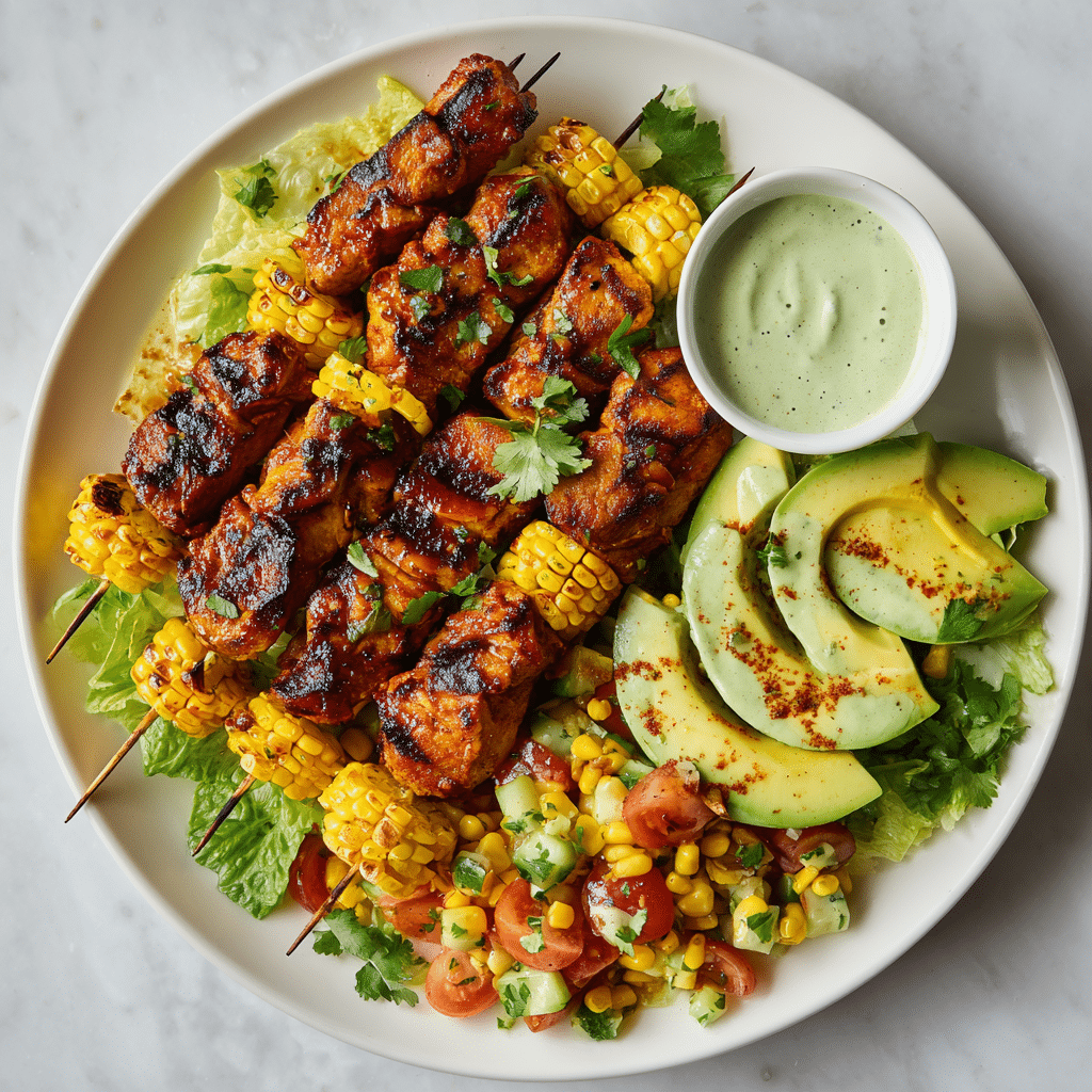 BBQ Chicken Skewer Salad Recipe - Recipe Image