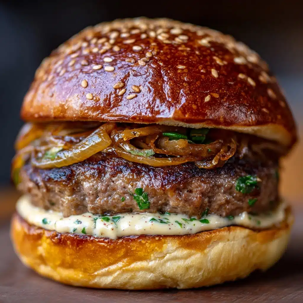 Turkey Burgers with Caramelized Onions and Aioli Recipe - Recipe Image