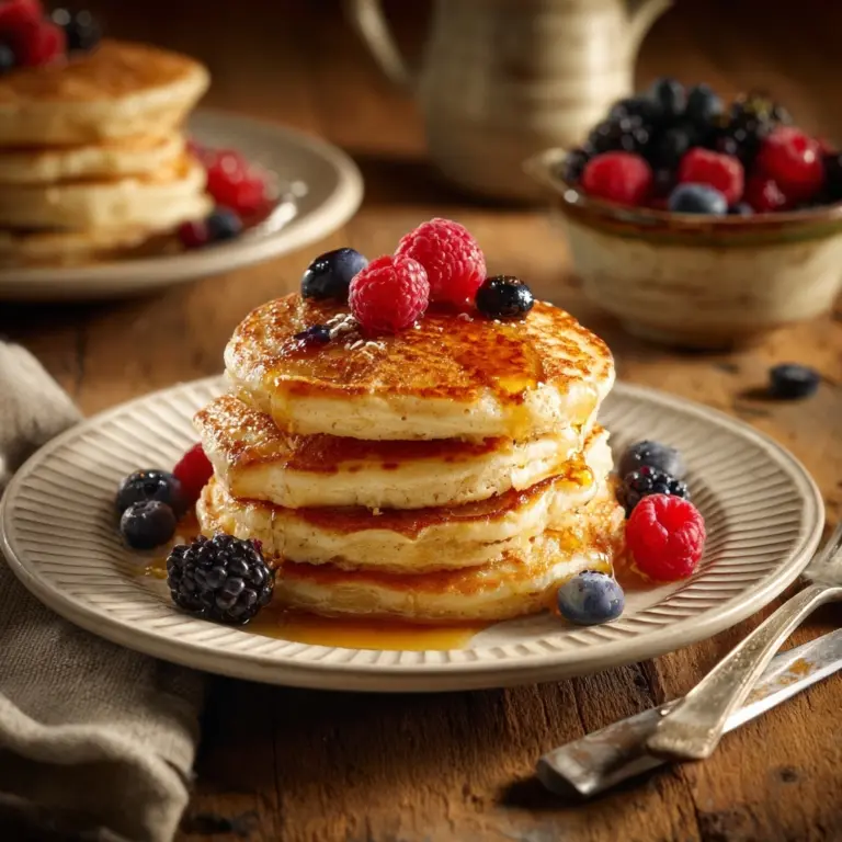 Pancakes with Honey and Fresh Berries Recipe