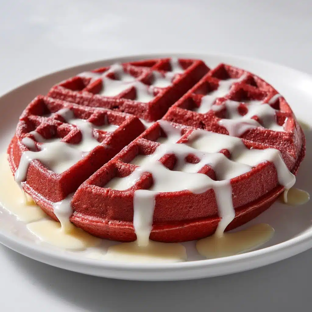 Red Velvet Waffles with Cream Cheese Glaze Recipe - Recipe Image