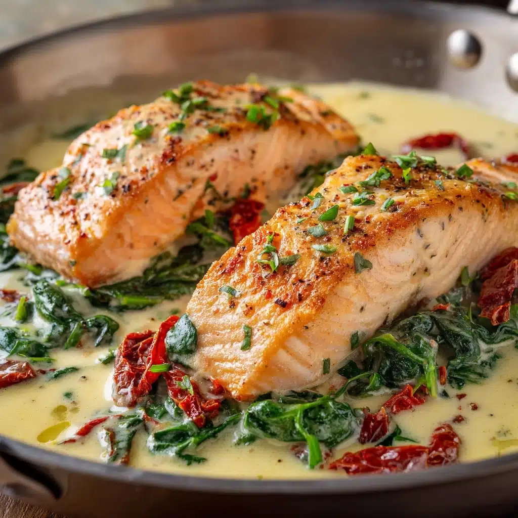 Creamy Garlic Butter Tuscan Salmon Recipe - Recipe Image