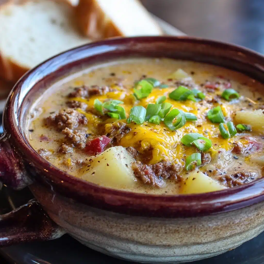 Slow Cooker Cheesy Burger-Flavored Soup Recipe - Recipe Image