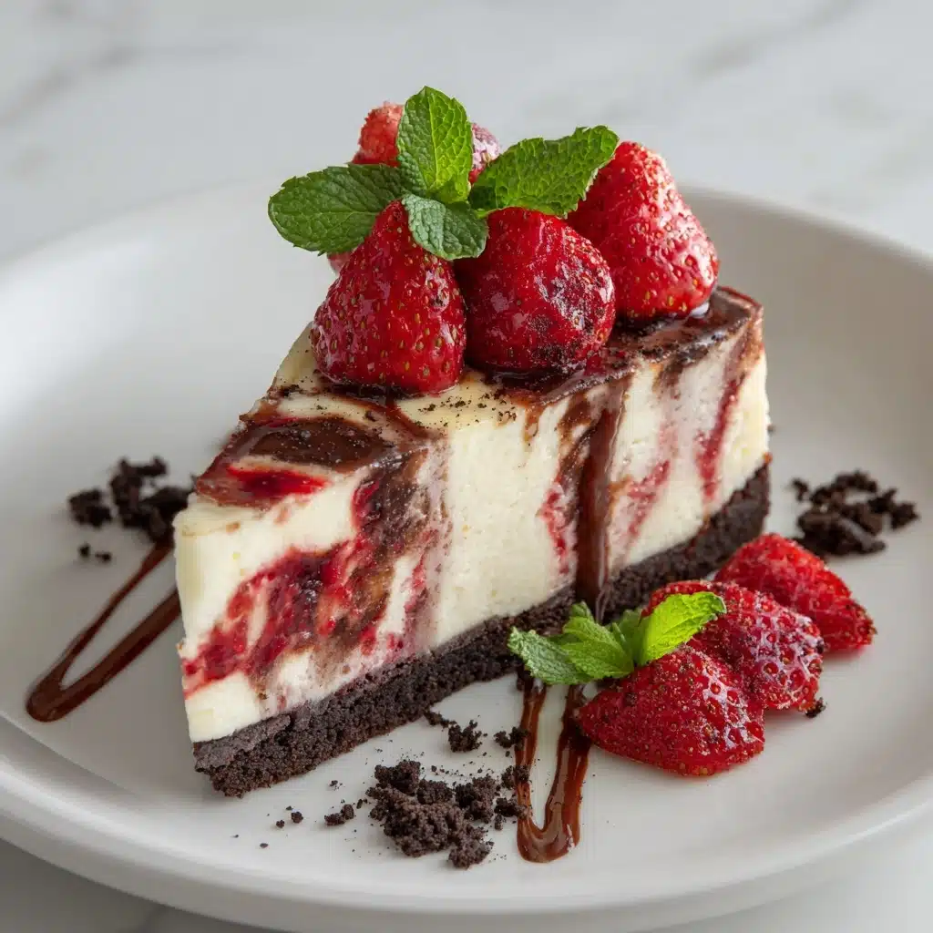 Chocolate Strawberry Swirl Cheesecake Recipe - Recipe Image