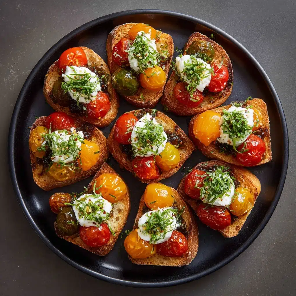 Roasted Tomato and Garlic Bruschetta Bites Recipe - Recipe Image