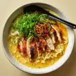 Fiery Chicken Ramen with Creamy Garlic Sauce Recipe