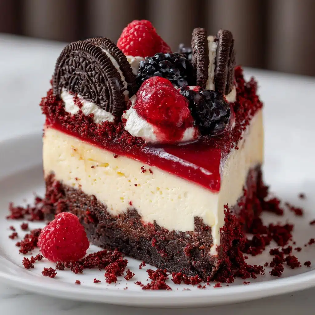 Cheesecake with Red Velvet Cookie Dough Recipe - Recipe Image