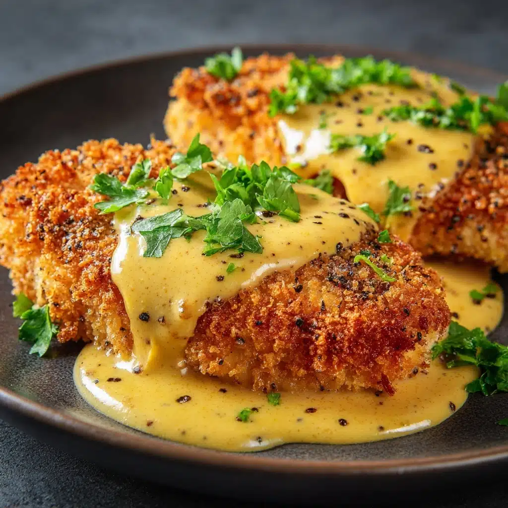 Pretzel Chicken with Mustard Cheddar Sauce Recipe - Recipe Image