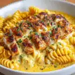 Creamy Garlic Butter Chicken & Rotini in Parmesan Sauce Recipe