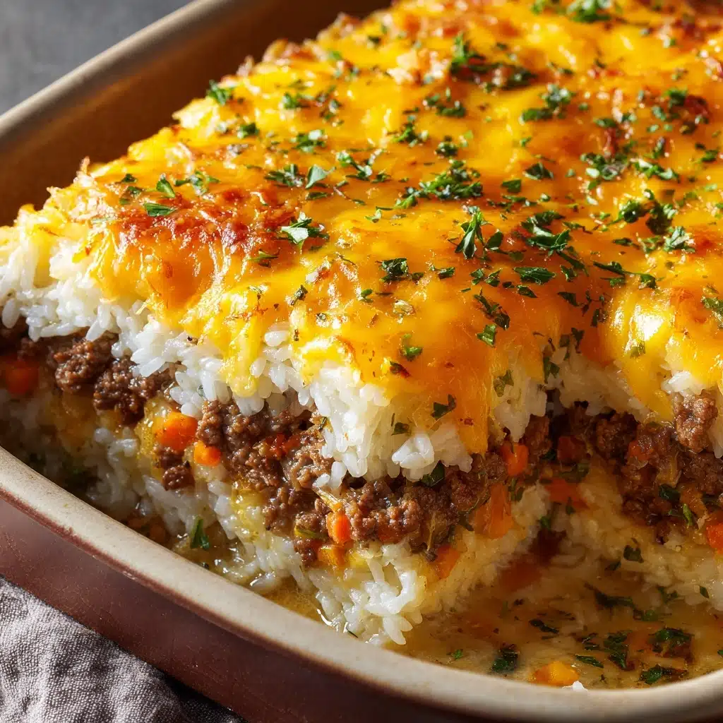 Cheddar-Crusted Ground Beef and Rice Casserole Recipe - Recipe Image