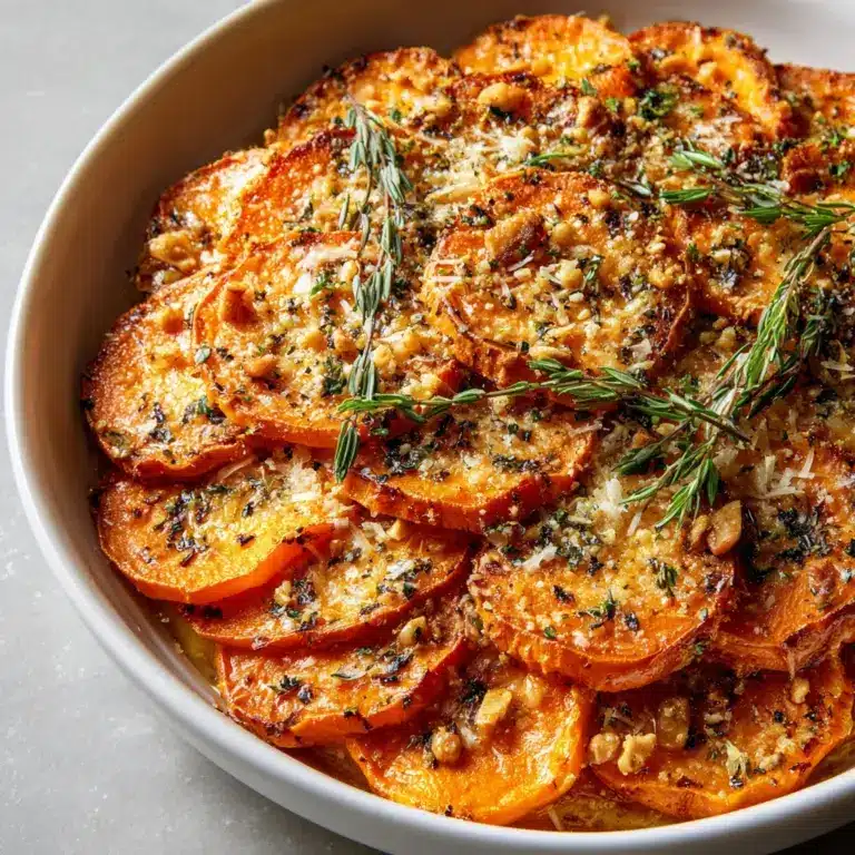 Roasted Sweet Potatoes with Garlic and Parmesan Recipe