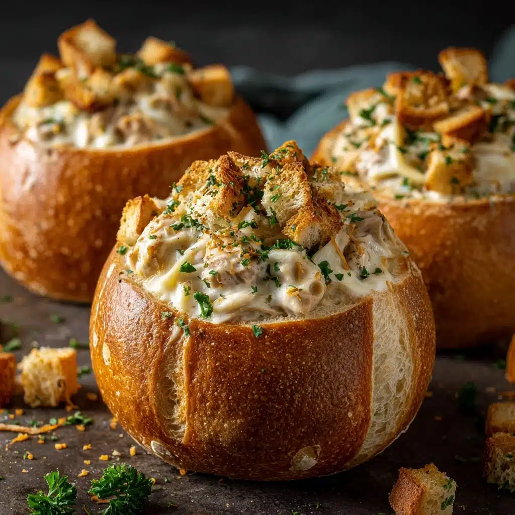 Chicken Alfredo Garlic Bread Bowls Recipe