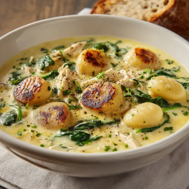Creamy Chicken Gnocchi Soup with Garlic Recipe