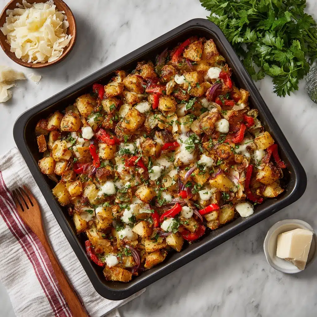 Greek Roasted Potatoes With Peppers & Feta Recipe - Recipe Image