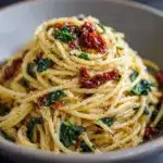 Spaghetti & Spinach with Sun-Dried Tomato Cream Sauce Recipe