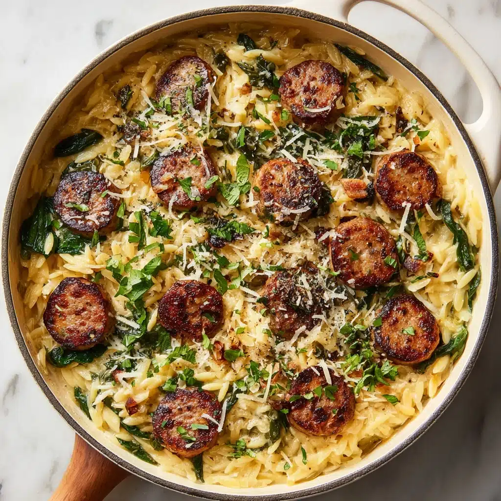 One Pan Chicken Sausage and Orzo Recipe - Recipe Image